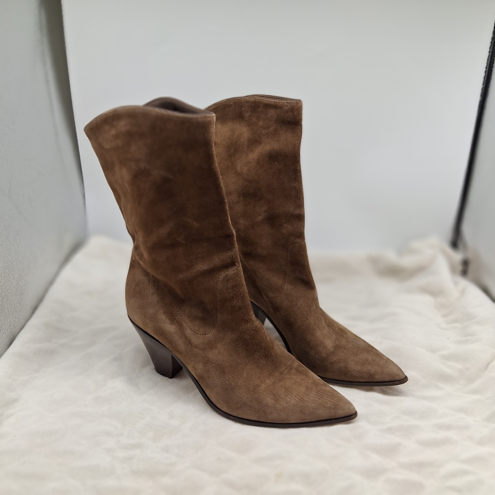 PAIGE Brown Suede Heeled Boots